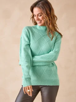 Pull géométrique col montant