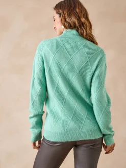 Pull géométrique col montant