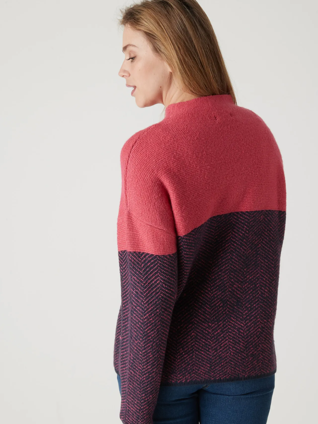 Pull jacquard col cheminée