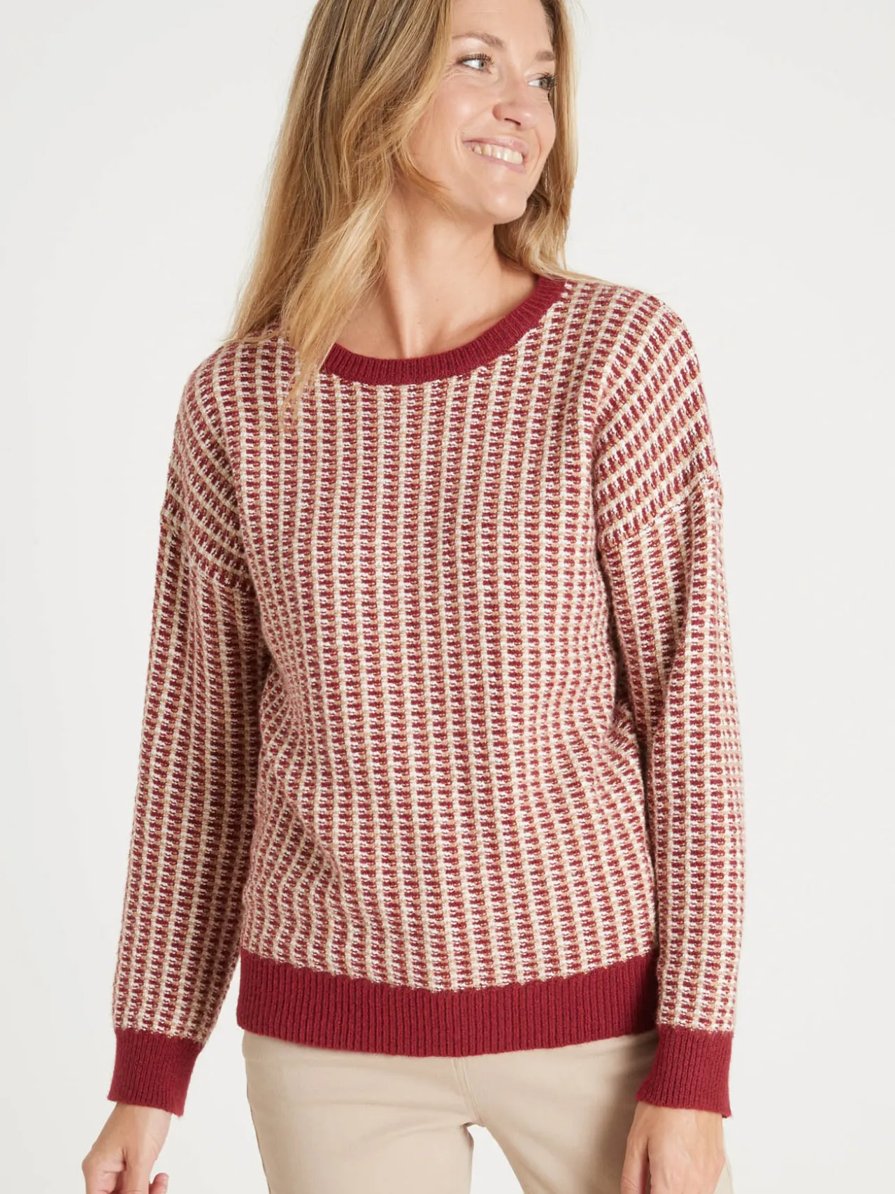 Pull jacquard encolure ronde