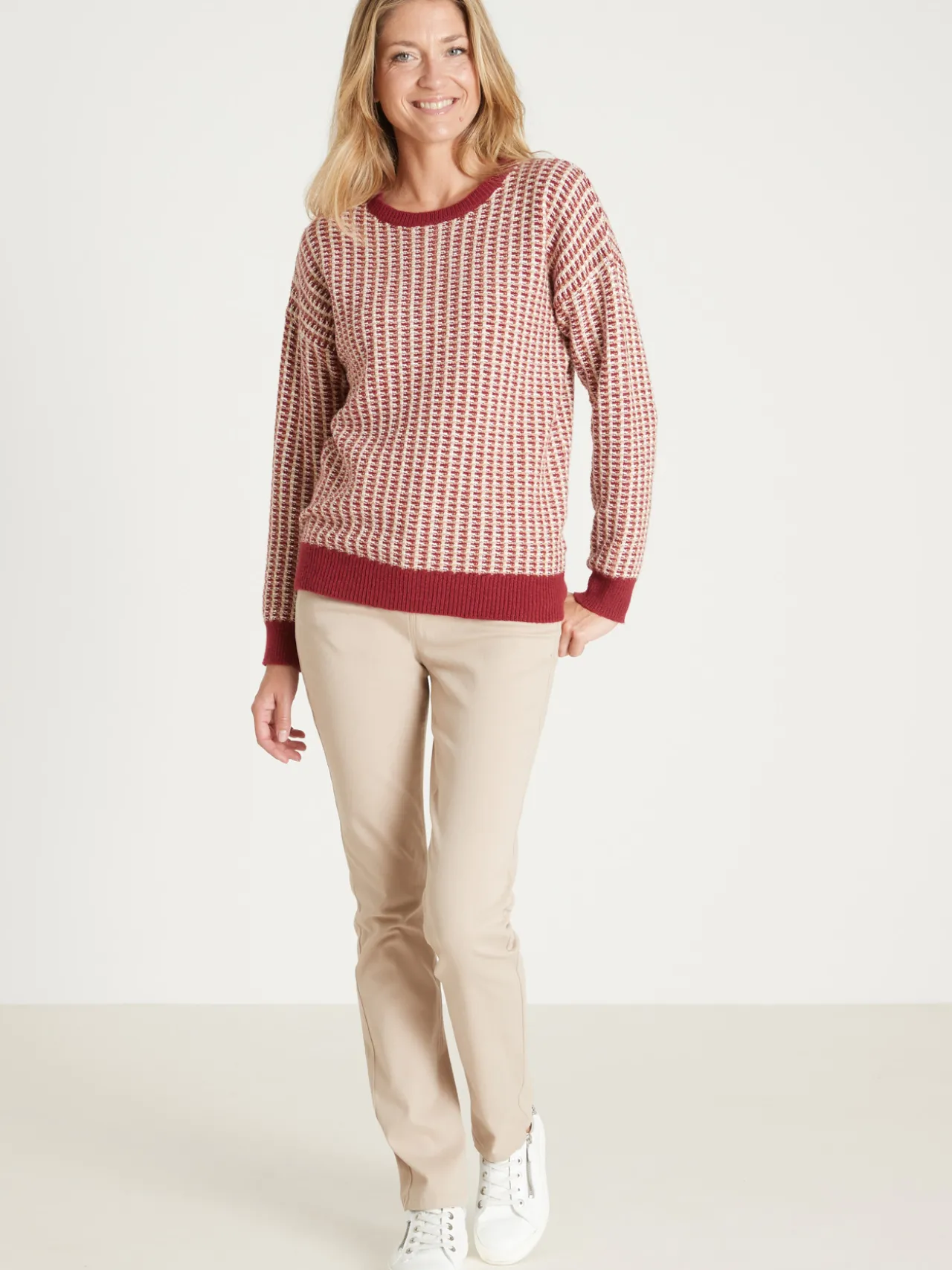 Pull jacquard encolure ronde