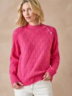 Pull maille fantaisie col montant