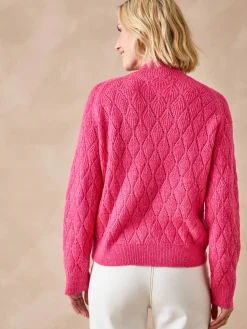 Pull maille fantaisie col montant