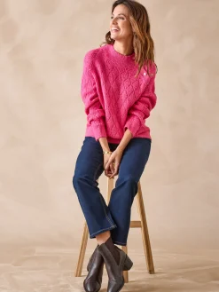 Pull maille fantaisie col montant