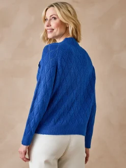 Pull maille fantaisie col montant
