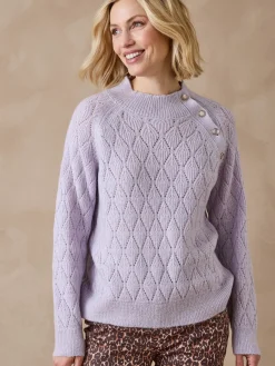 Pull maille fantaisie col montant