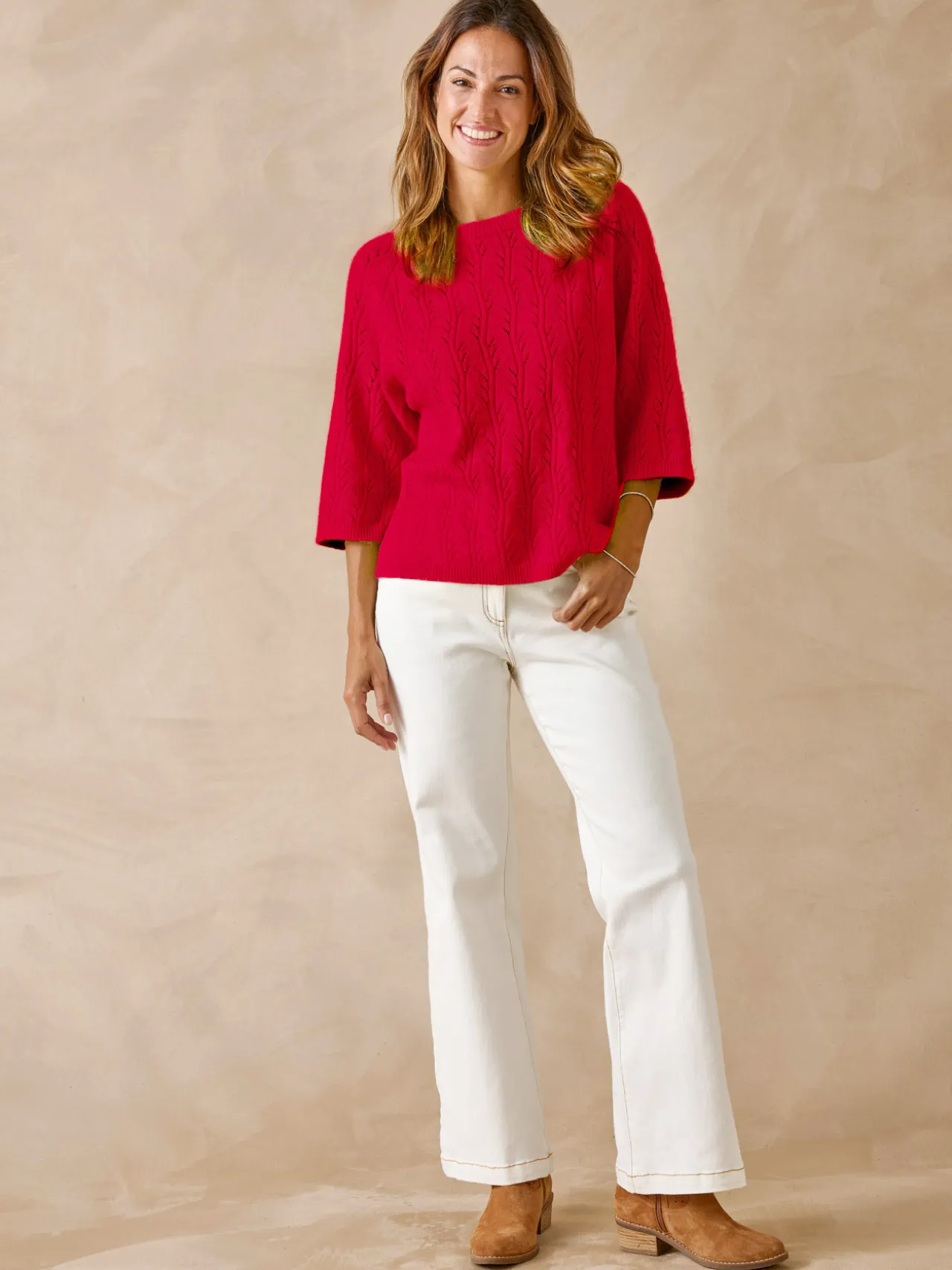 Pull manches au coude avec laine