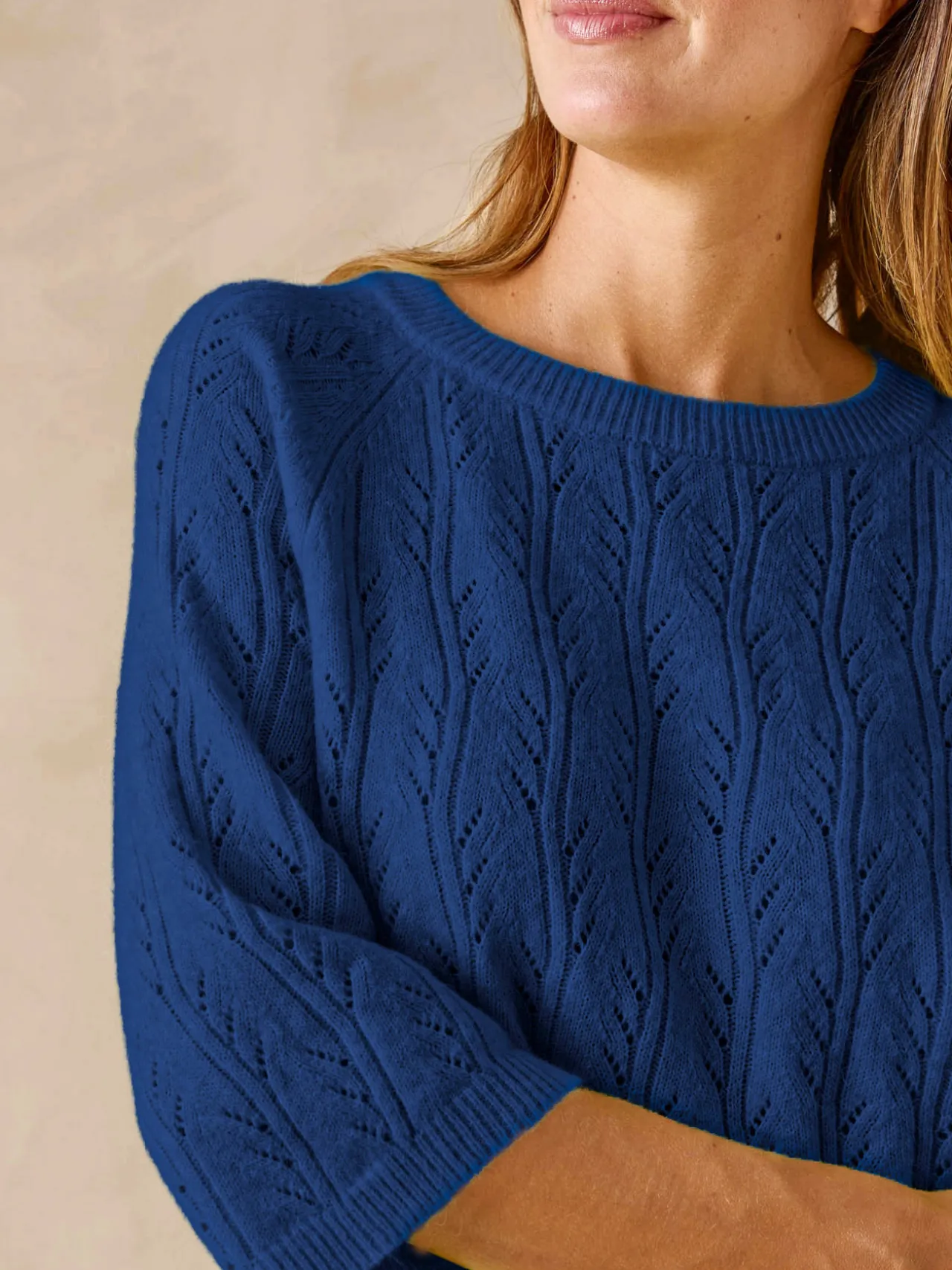 Pull manches au coude avec laine