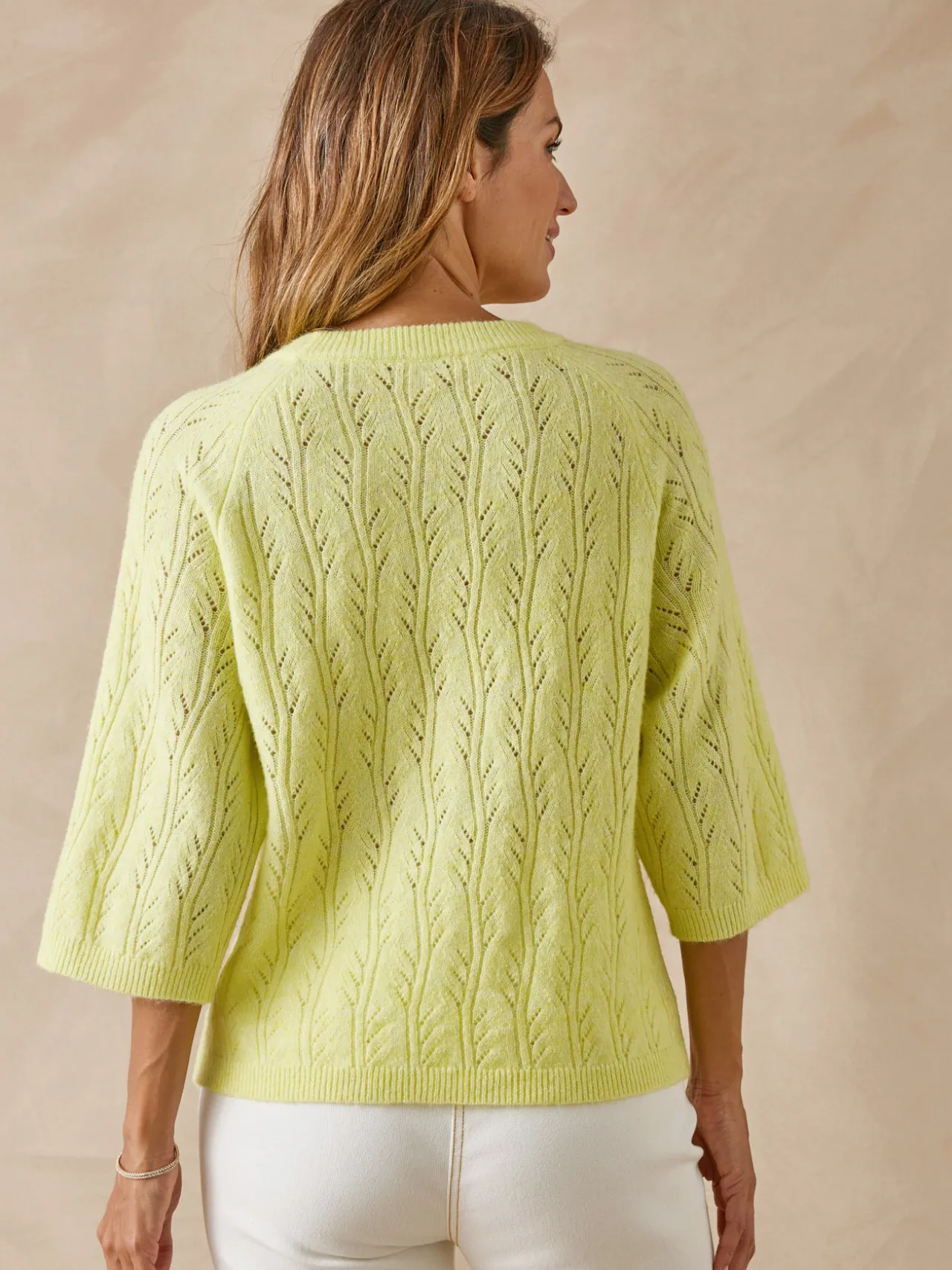 Pull manches au coude avec laine