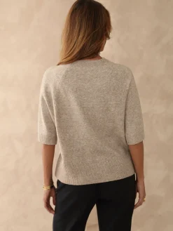 Pull manches courtes avec laine