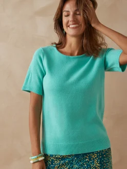 Pull manches courtes encolure ronde