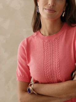 Pull manches courtes finition écailles