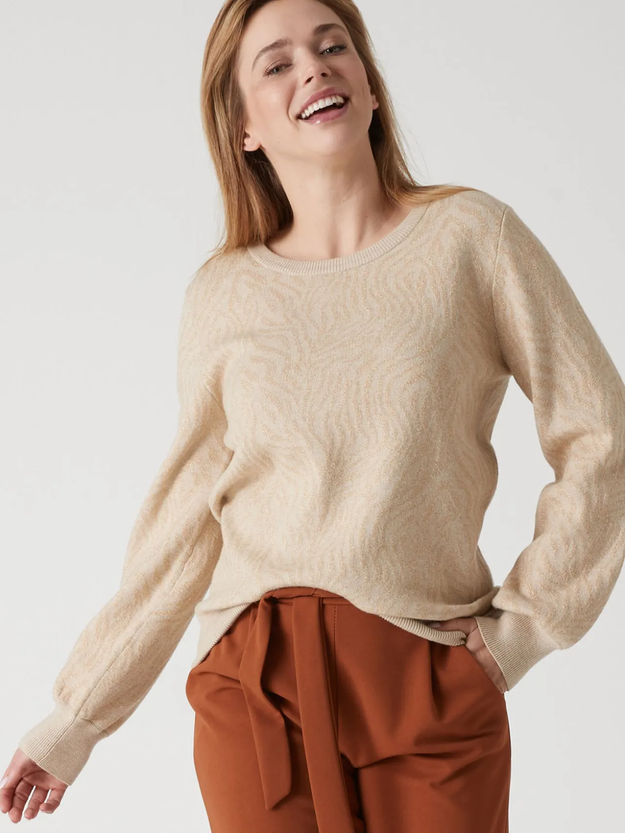 Pull motif jacquard paysage