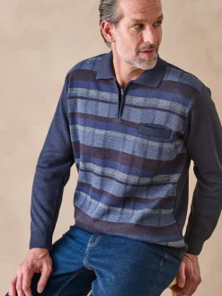 Pull polo zippé avec laine