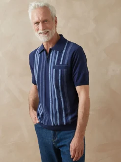 Pull polo zippé manches courtes