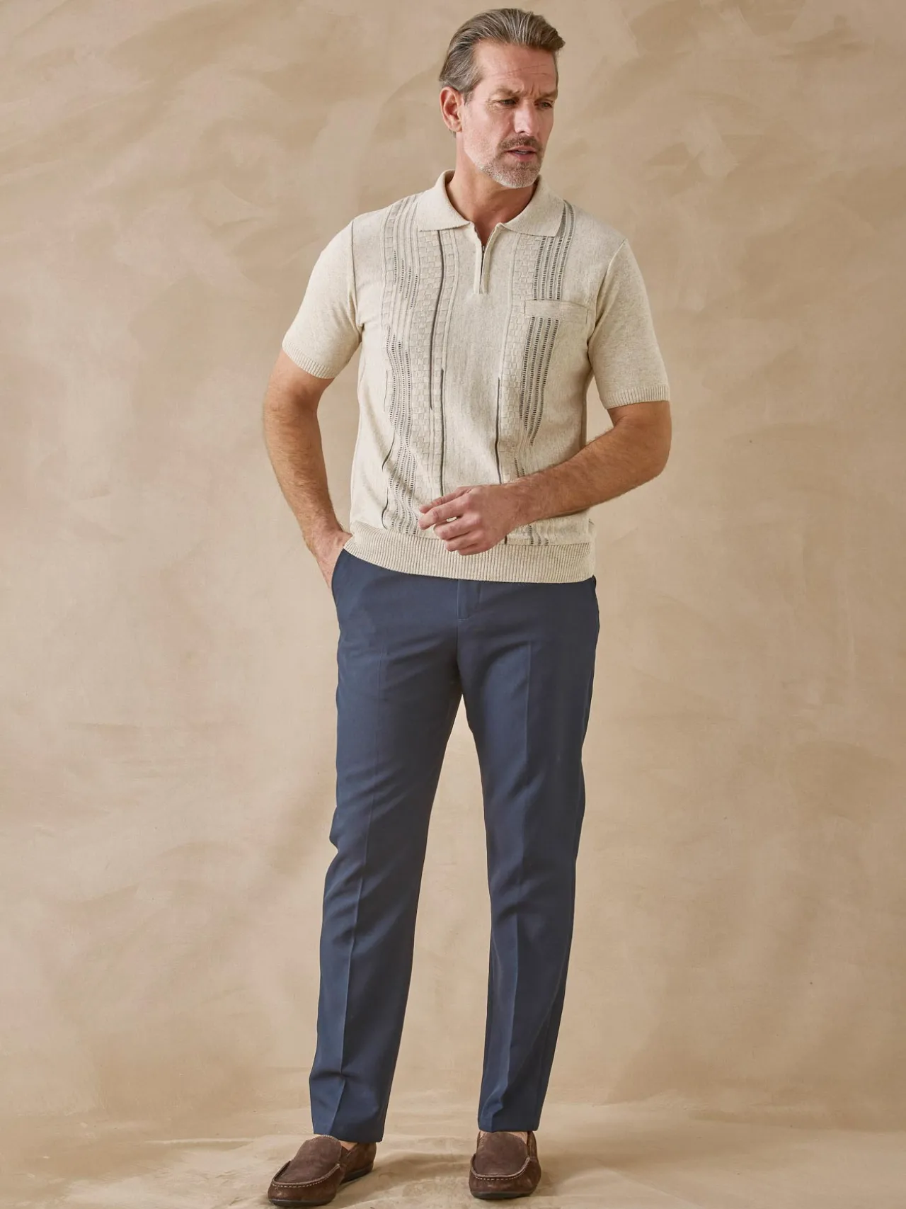 Pull polo zippé manches courtes