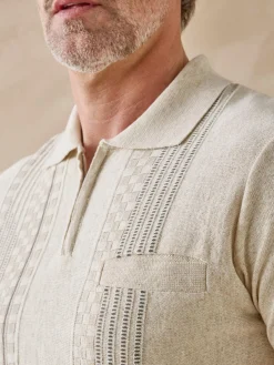 Pull polo zippé manches courtes