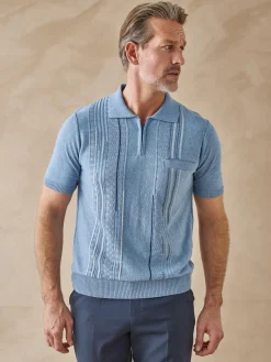 Pull polo zippé manches courtes