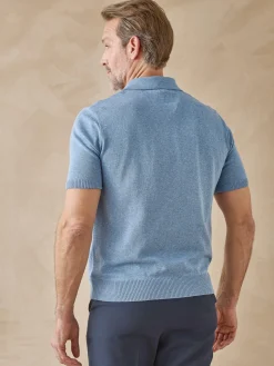 Pull polo zippé manches courtes