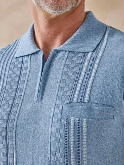 Pull polo zippé manches courtes