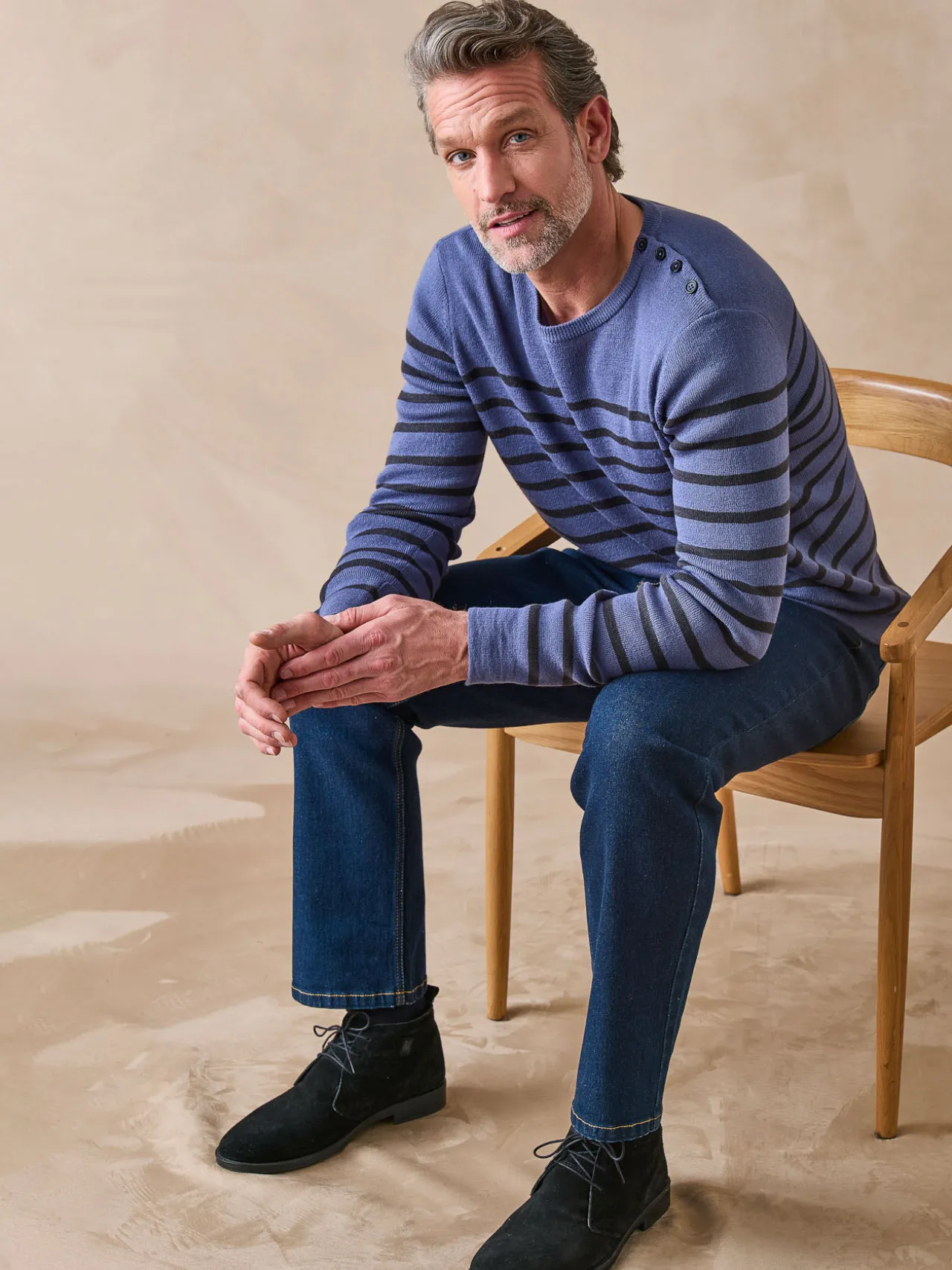 Pull rayé avec laine