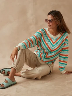 Pull rayé point fantaisie