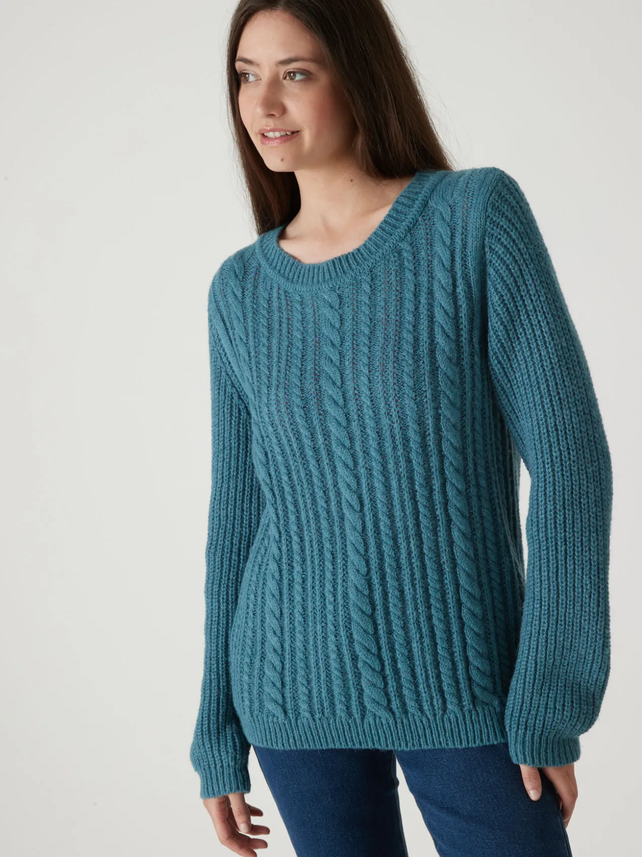 Pull torsadé avec laine et mohair