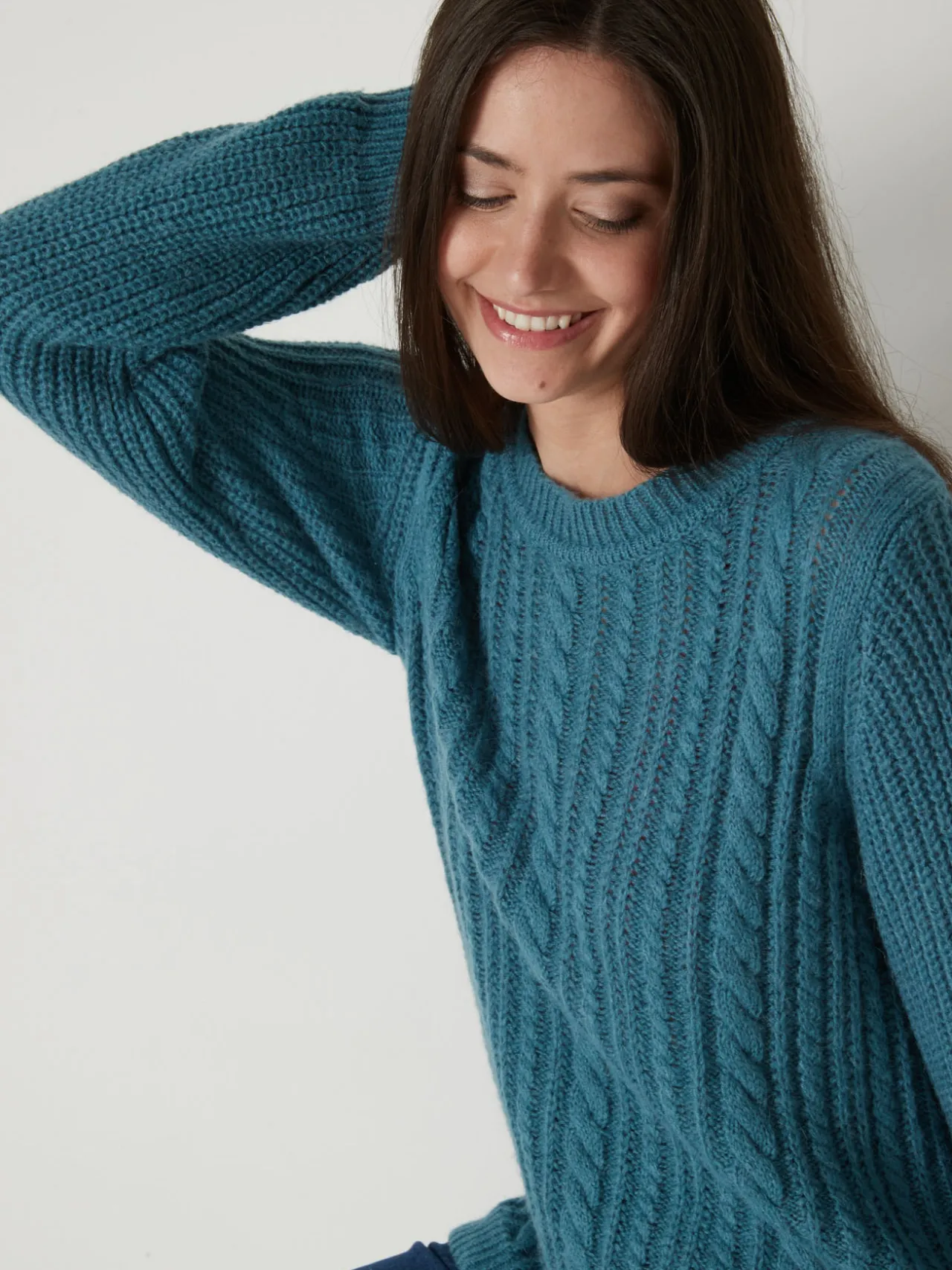 Pull torsadé avec laine et mohair