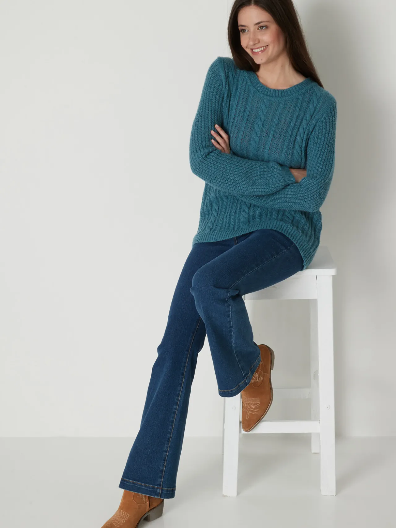 Pull torsadé avec laine et mohair