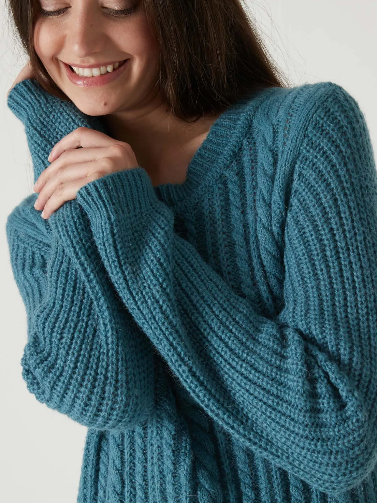 Pull torsadé avec laine et mohair