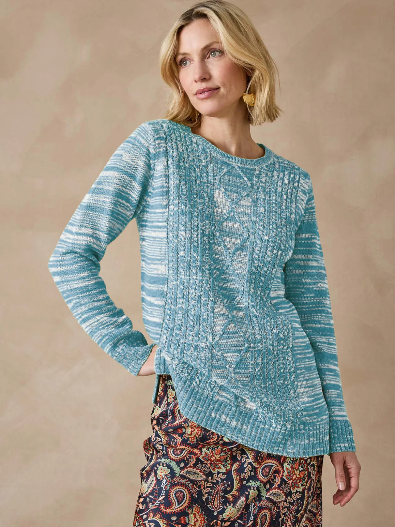 Pull torsadé encolure ronde