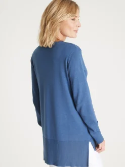 Pull tunique maille fine col V