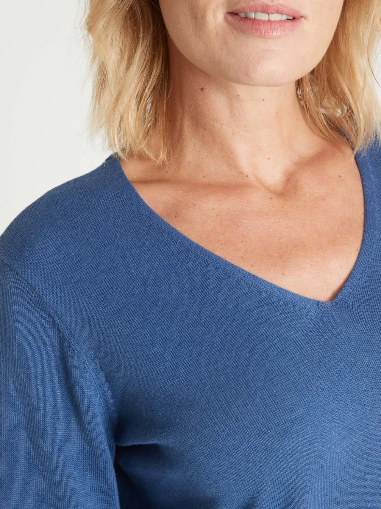 Pull tunique maille fine col V