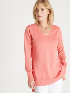 Pull tunique maille fine col V