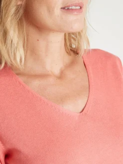 Pull tunique maille fine col V