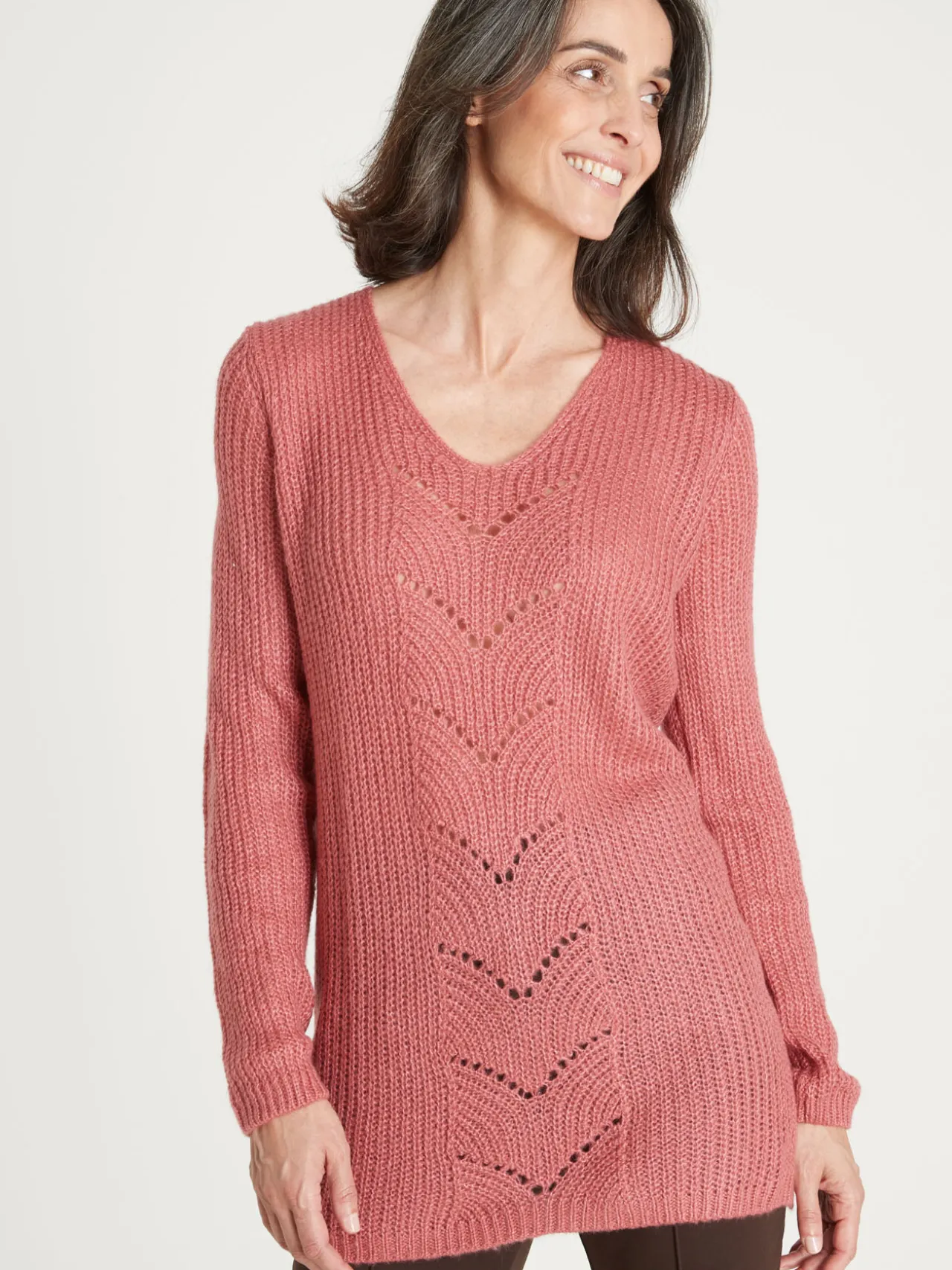 Pull-tunique côtes perlées