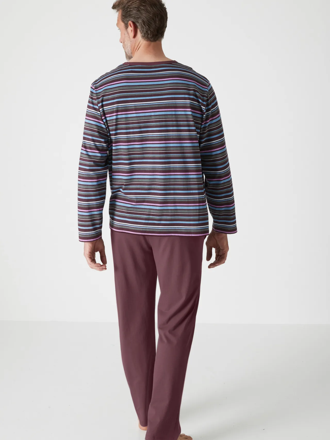 Pyjama rayé pur coton peigné