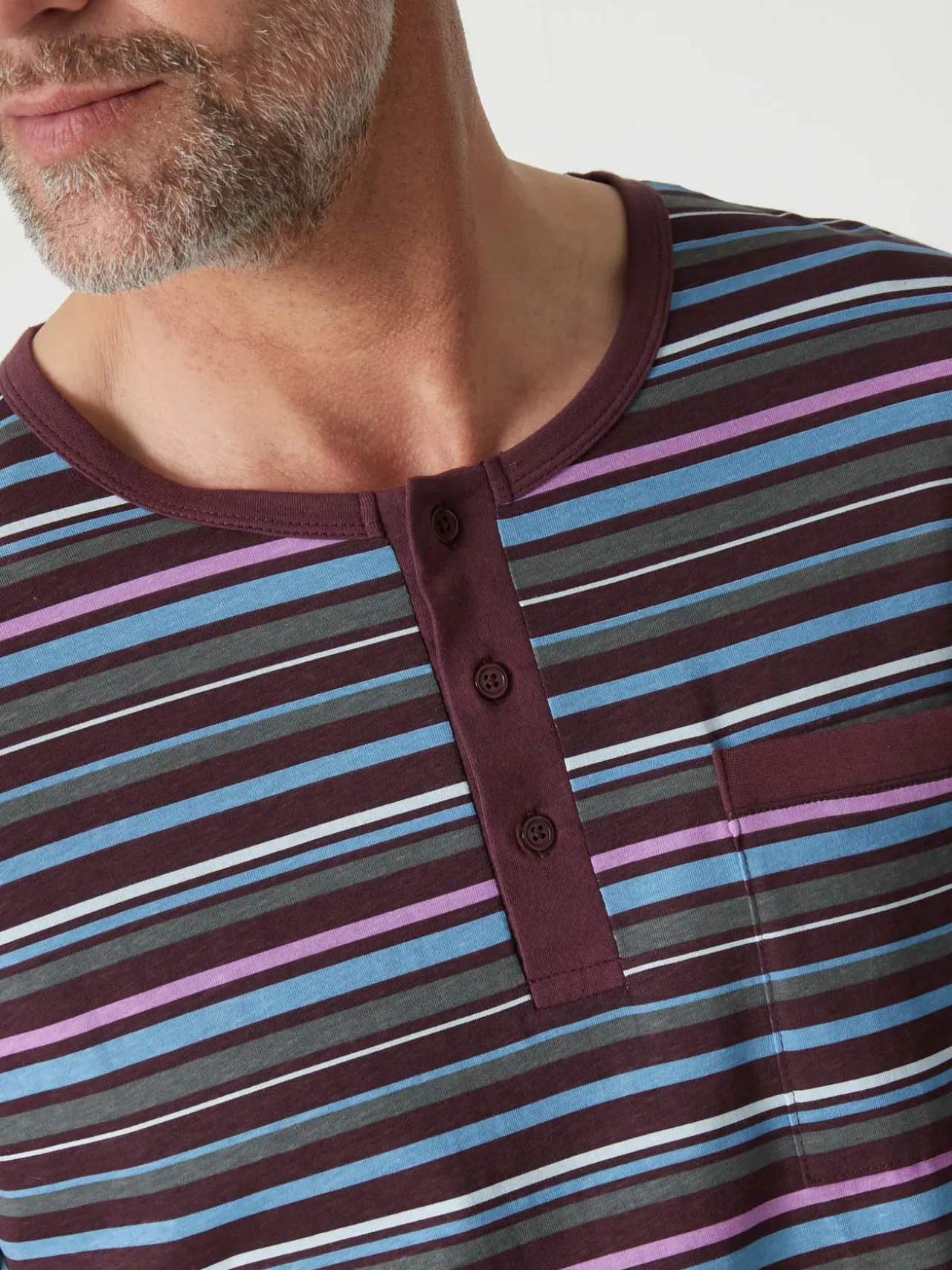 Pyjama rayé pur coton peigné