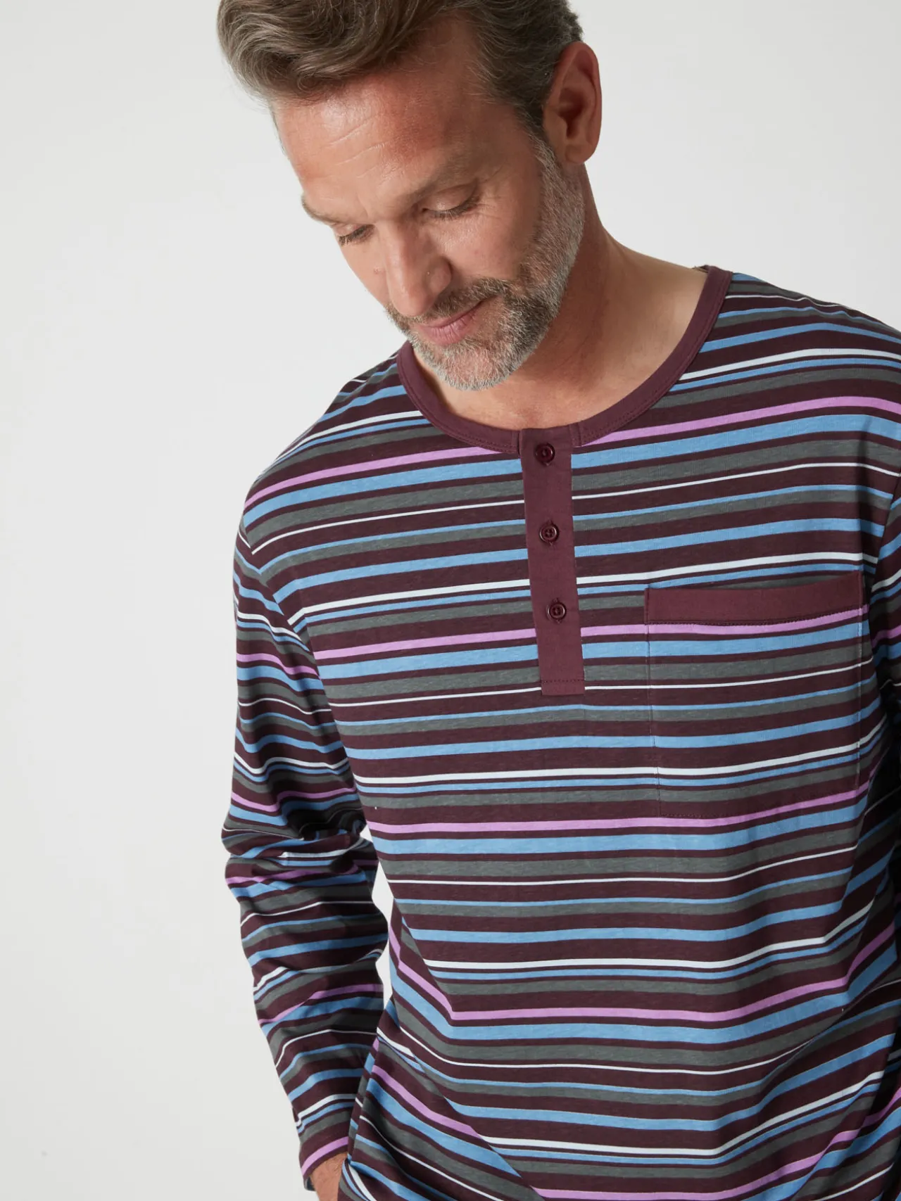 Pyjama rayé pur coton peigné