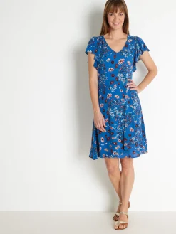 Robe à volants, manches courtes