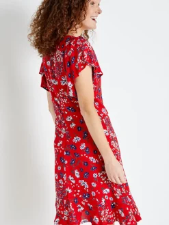 Robe à volants, manches courtes