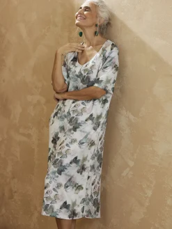 Robe effet satiné manches larges