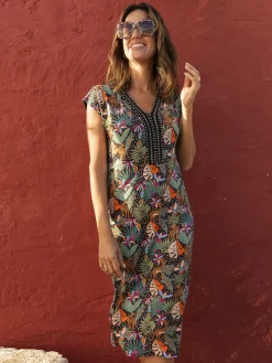 Robe en maille avec perles fantaisie