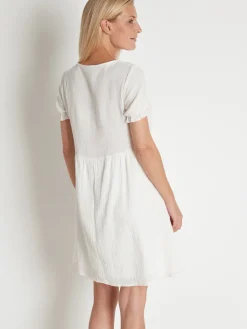 Robe en tissu effet gaufré pur coton