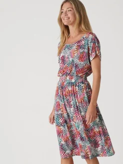 Robe encolure bateau en maille fluide