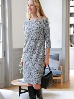 Robe housse en maille jacquard