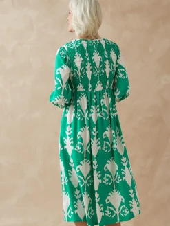 Robe longue à smocks