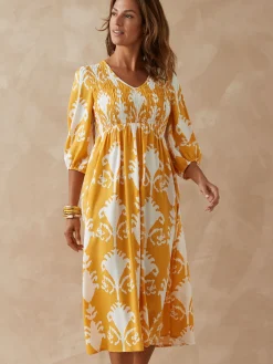 Robe longue à smocks