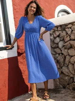 Robe longue à smocks
