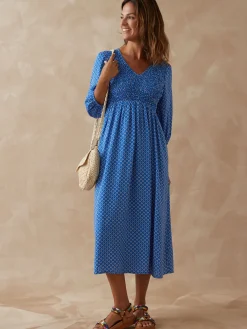 Robe longue à smocks